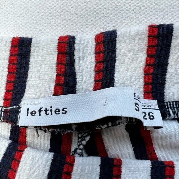 Lefties Womens Pants Navy Red Stripe Mid Rise Elastic Waist Stretch Small - Picture 11 of 11